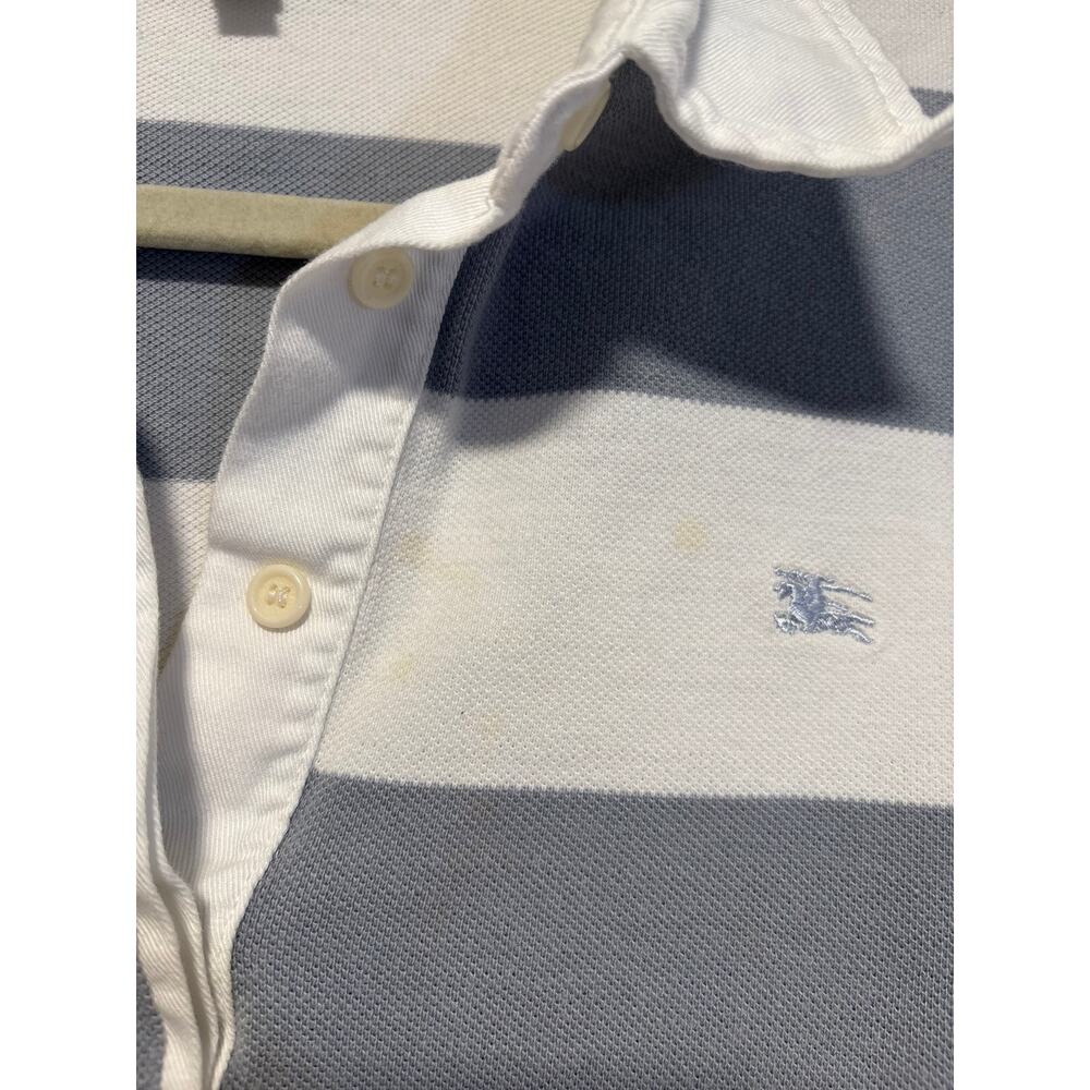 Burberry London XL Blue White Stripe Polo Shirt - Picture 4 of 9